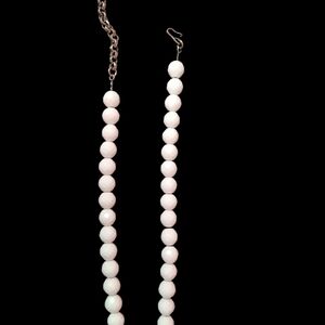 Elegant White Beaded Necklace and Earring Set